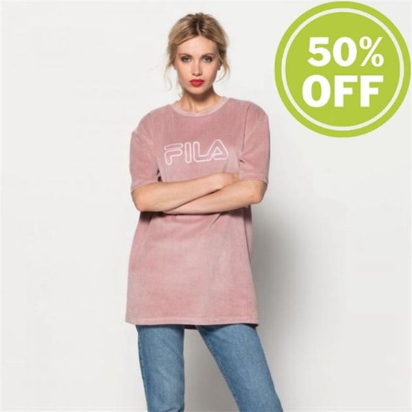 Fila Luna Long Tee Oversized Long Tee Women's Tee - Light Pink,NZ 378-89614